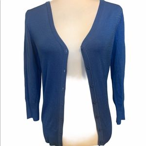 Frock Candy Blue 3/4 Sleeve V-Neck Cardigan Sz M